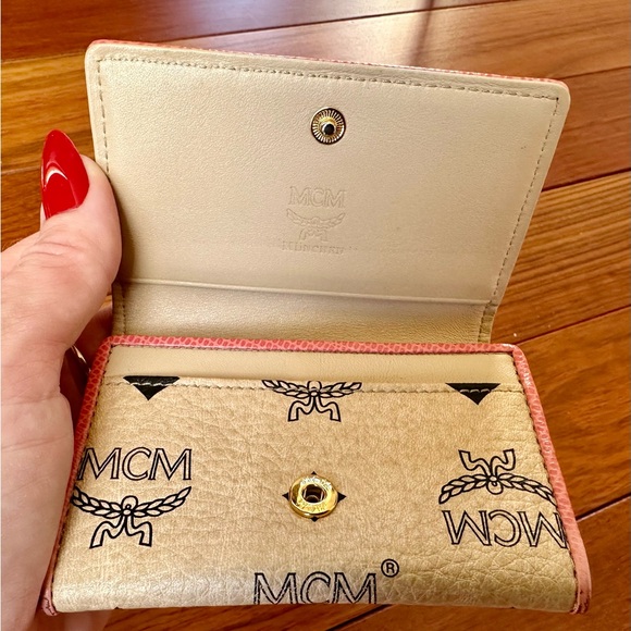 MCM Signature Monogram Pink and Purple Pebbled Leather Wallet - Picture 10 of 12